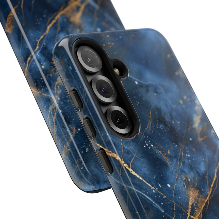 Blauw Marmerpatroon met Gouden Adering