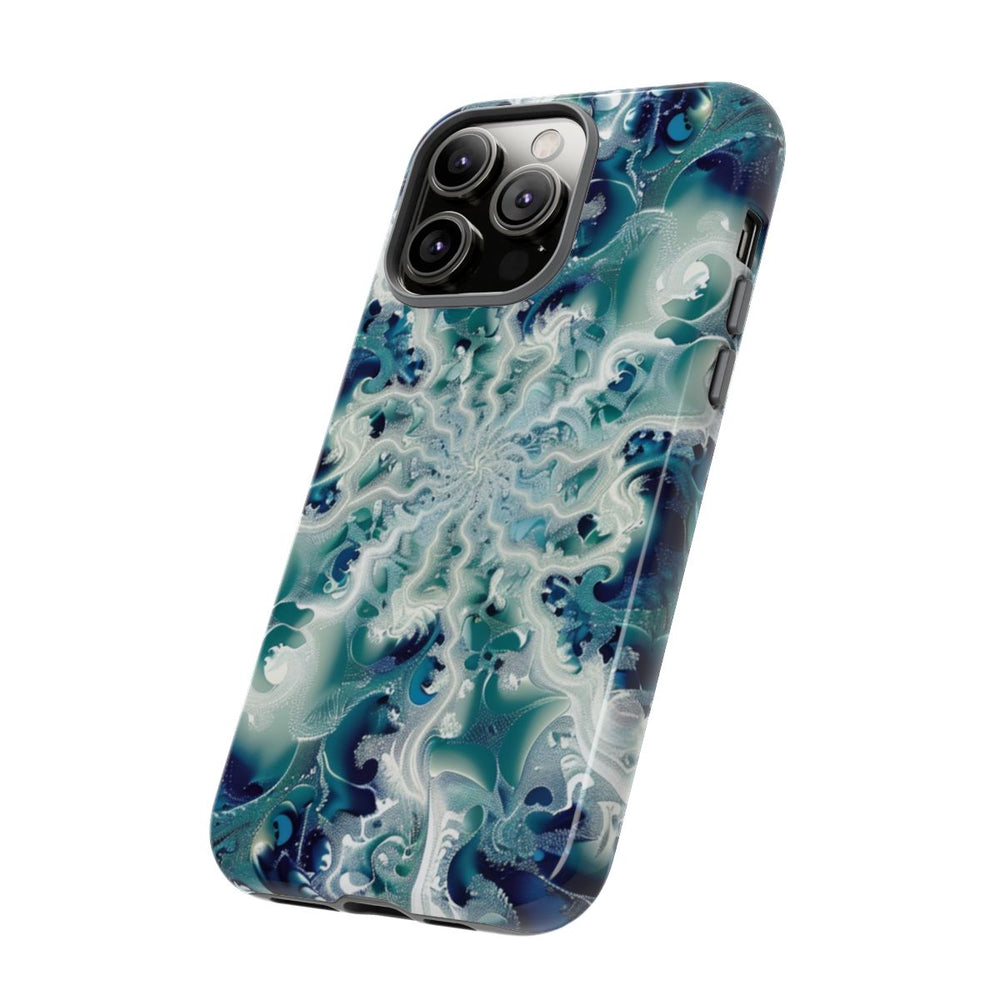 Blauw-Groene Fractalwerveling met Glans