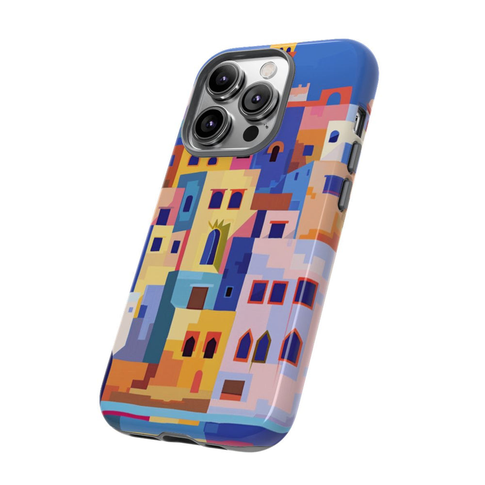 Kleurrijke Illustratie van een Kuststad