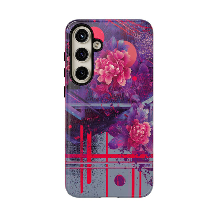 Abstracte Neonbloemen en Geometrie