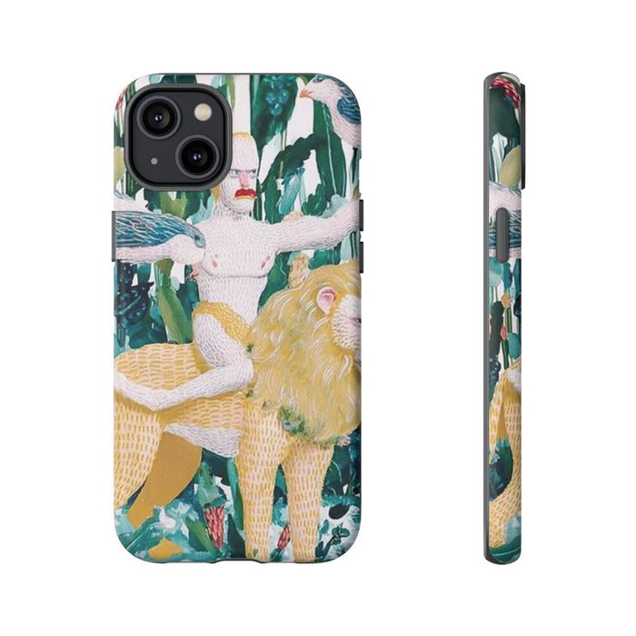 Surrealistische Man met Vogels op Leeuw