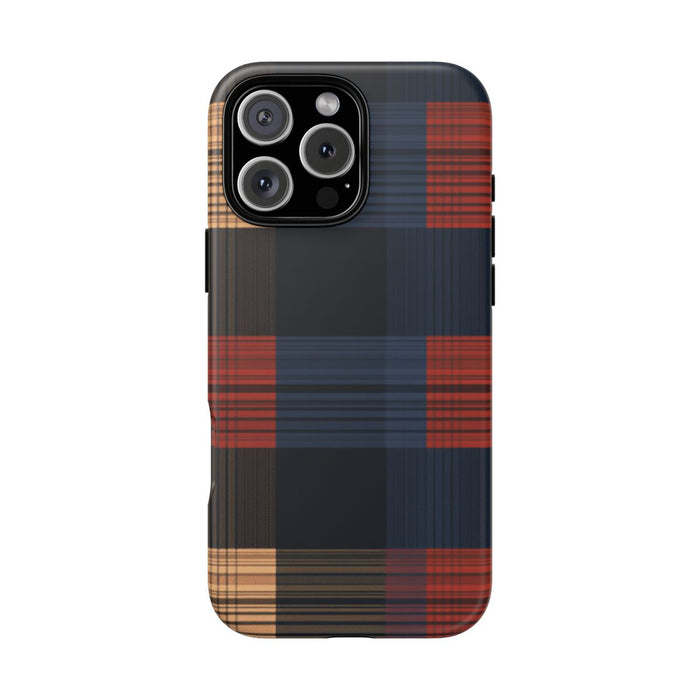 Caramel en Donkerblauw Geruit Patroon