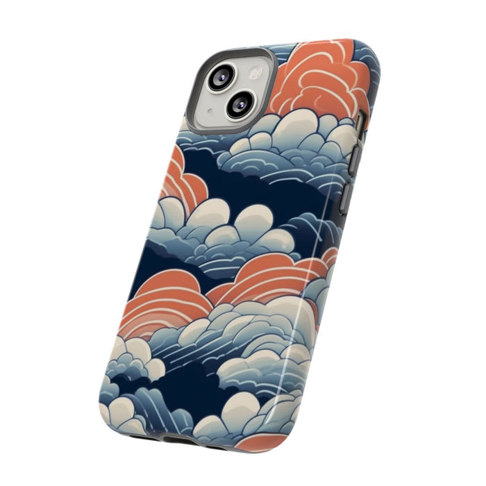 Gestileerd Wolkenpatroon in Blauw en Oranje