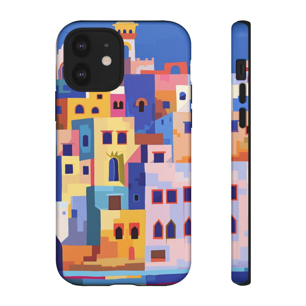 Kleurrijke Illustratie van een Kuststad