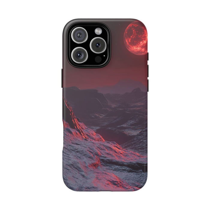 Bergachtig Landschap met Rode Maan