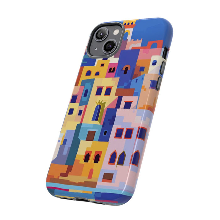 Kleurrijke Illustratie van een Kuststad