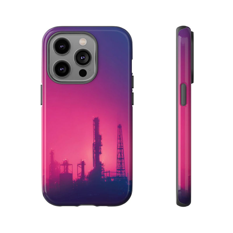 Industrieel Silhouet met Neon Gloed