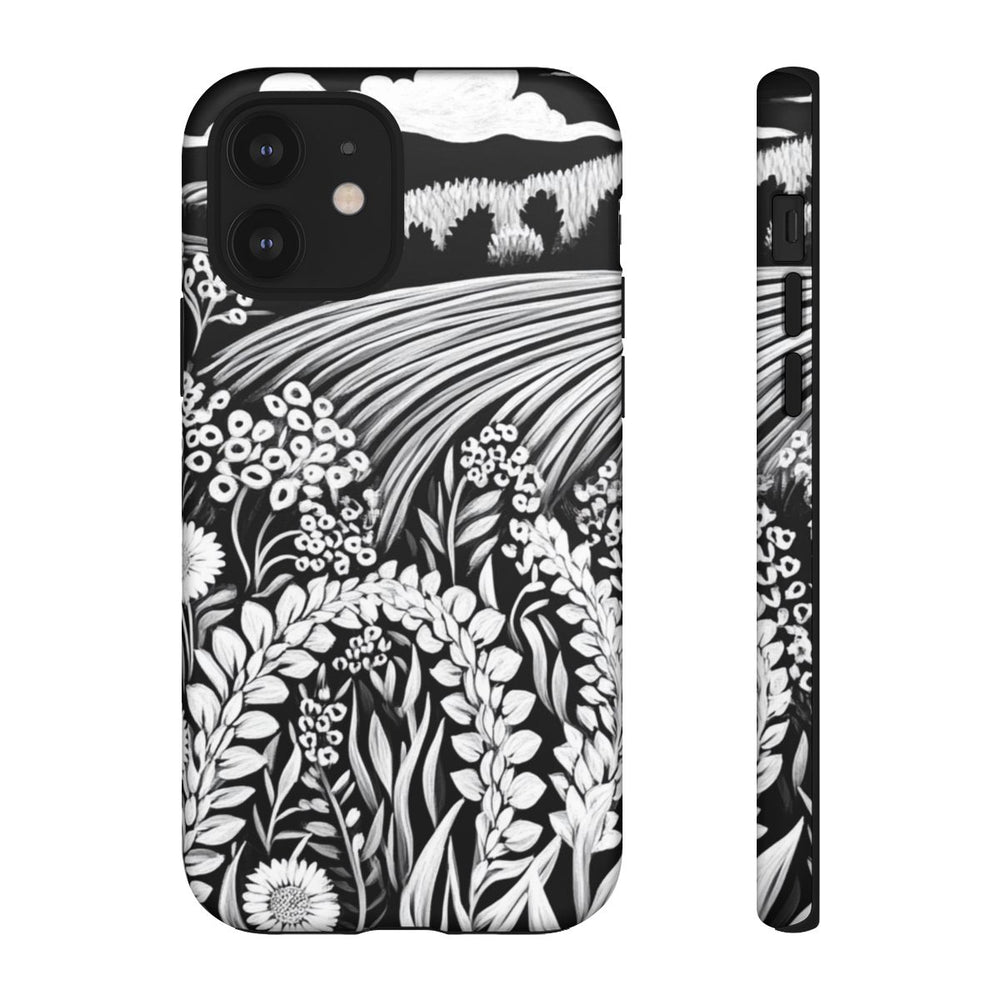 Zwart-Wit Folklore Bloemenlandschap