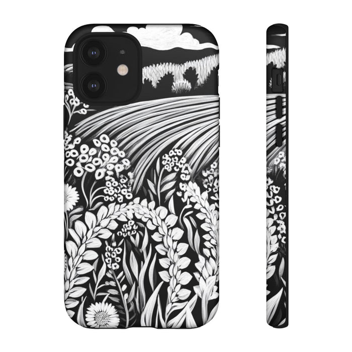 Zwart-Wit Folklore Bloemenlandschap