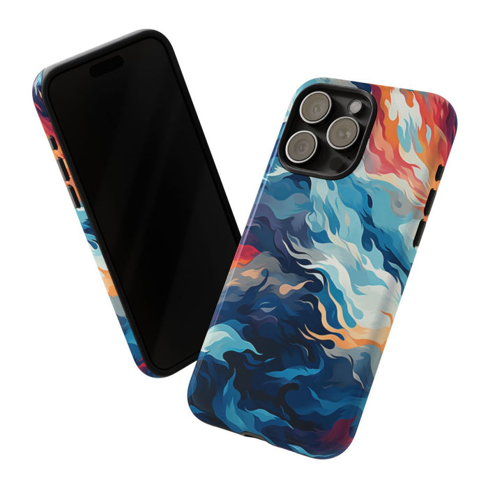 Abstracte Oceaangolven met Vurige Kleuren