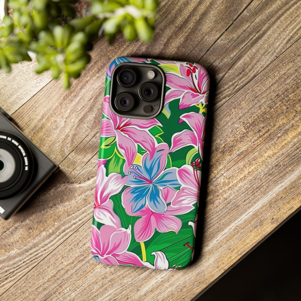Roze en Blauwe Bloemenprint