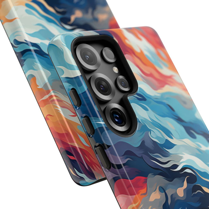 Abstracte Oceaangolven met Vurige Kleuren