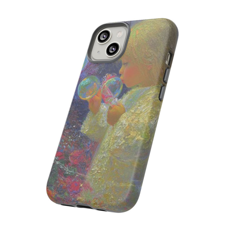 Engel die Zeepbellen Blaast tussen Bloemen