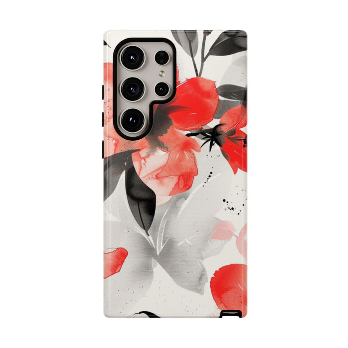 Rood-Zwart Waterverf Bloemenpatroon