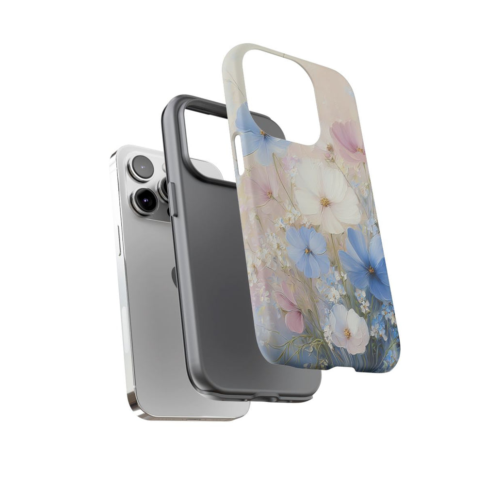 Zacht Pastelblauw en Roze Bloemenboeket