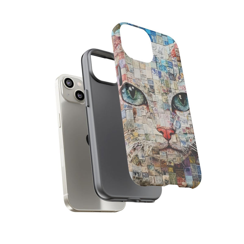 Kattengezicht Collage met Blauwe Achtergrond