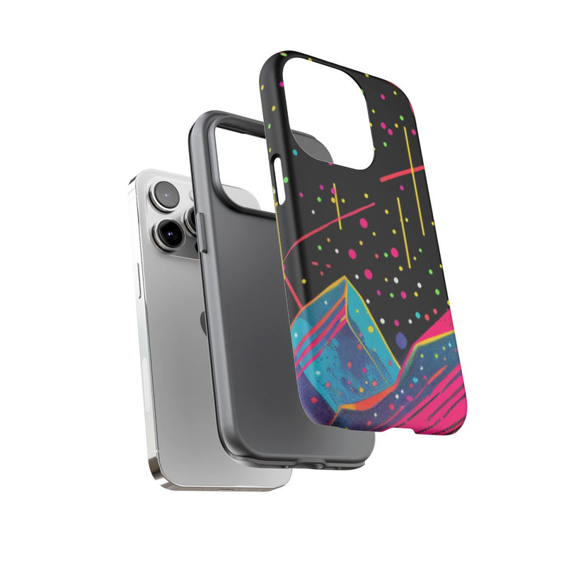 Neon Kosmisch Landschap met Planeten en Zon