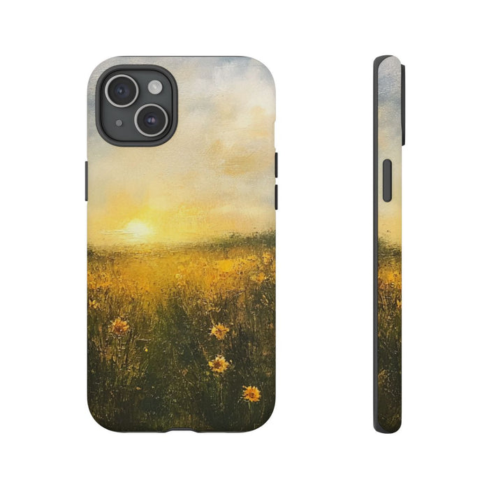 Zonnige Bloemenweide in Schilderstijl