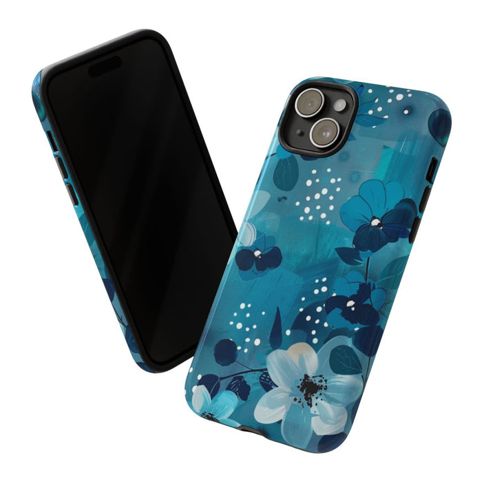 Turquoise Bloemenpatroon met Stippen