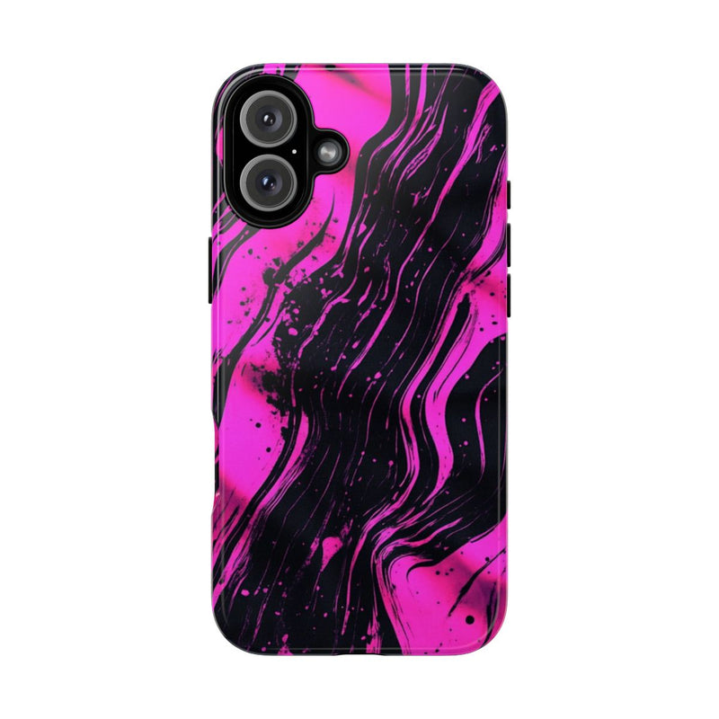 Neonroze en Zwart Abstract Patroon
