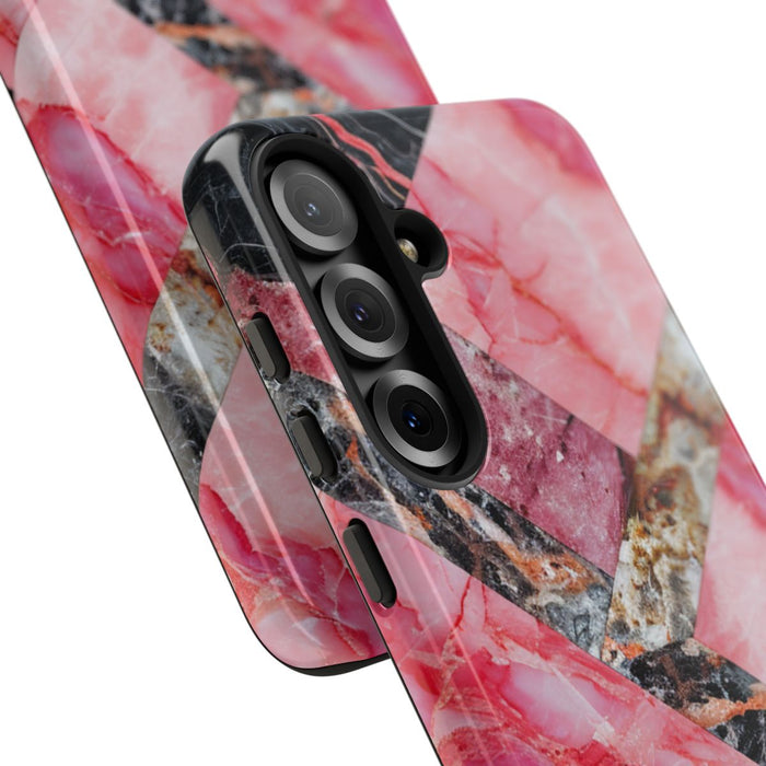 Roze en Zwart Geometrisch Marmerpatroon