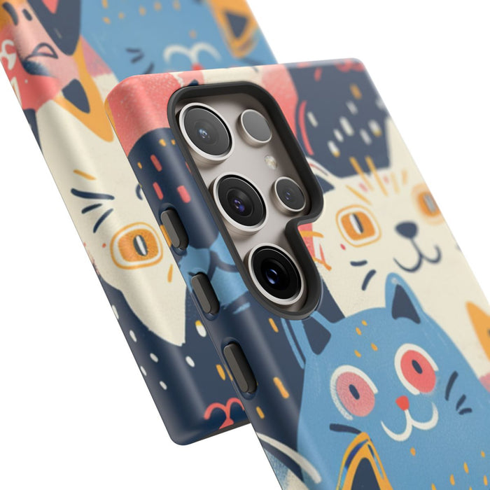Vrolijk Kattenpatroon in Kleurrijke Illustratie
