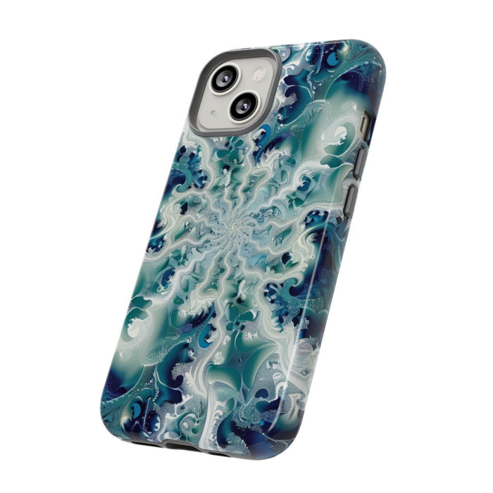 Blauw-Groene Fractalwerveling met Glans