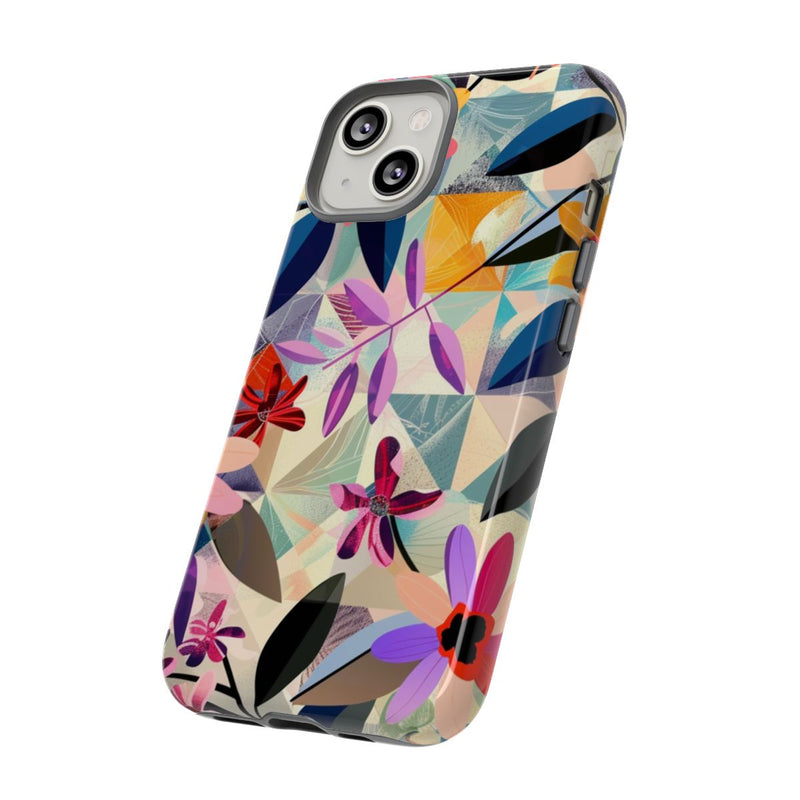 Kleurrijk Bloemenmotief met Geometrisch Patroon