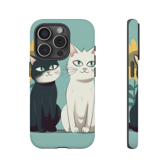 Twee Cartoonkatten met Zonnebloem
