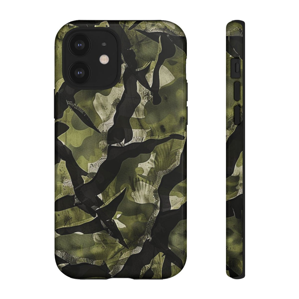 Groen Camouflagepatroon met Zwarte Abstracte Vormen