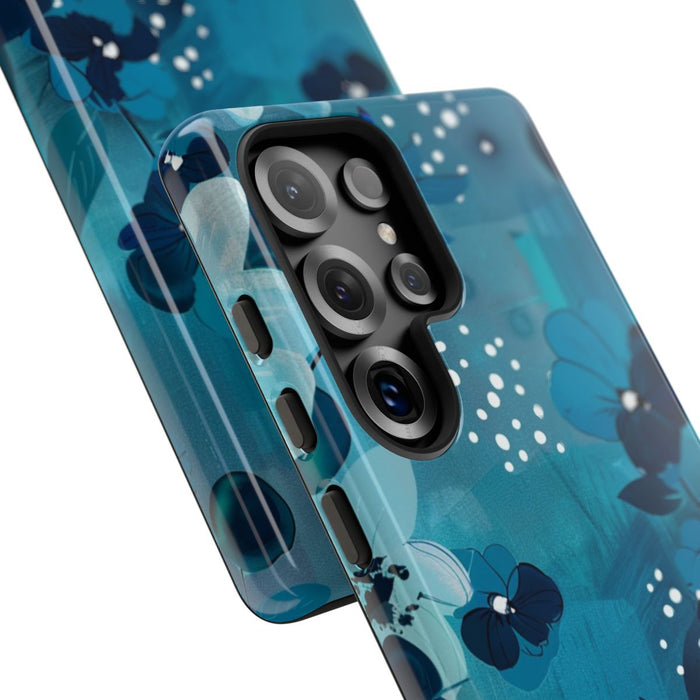 Turquoise Bloemenpatroon met Stippen