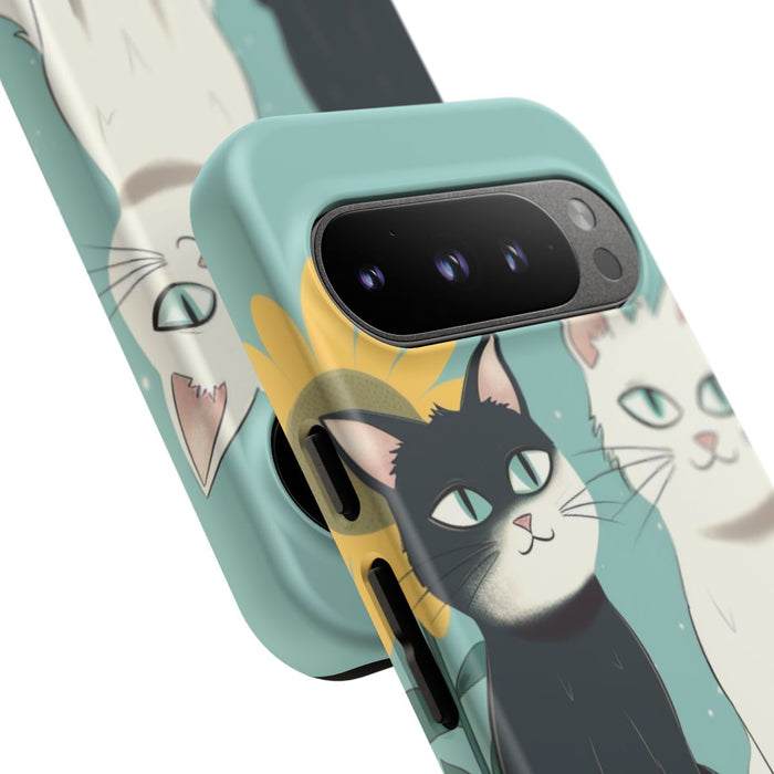 Twee Cartoonkatten met Zonnebloem