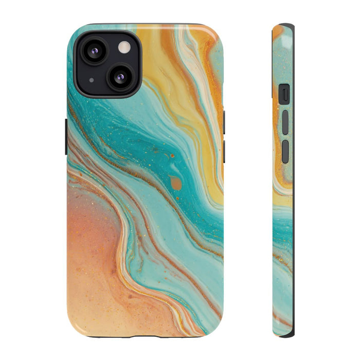 Oranje en Teal Marmer Abstract