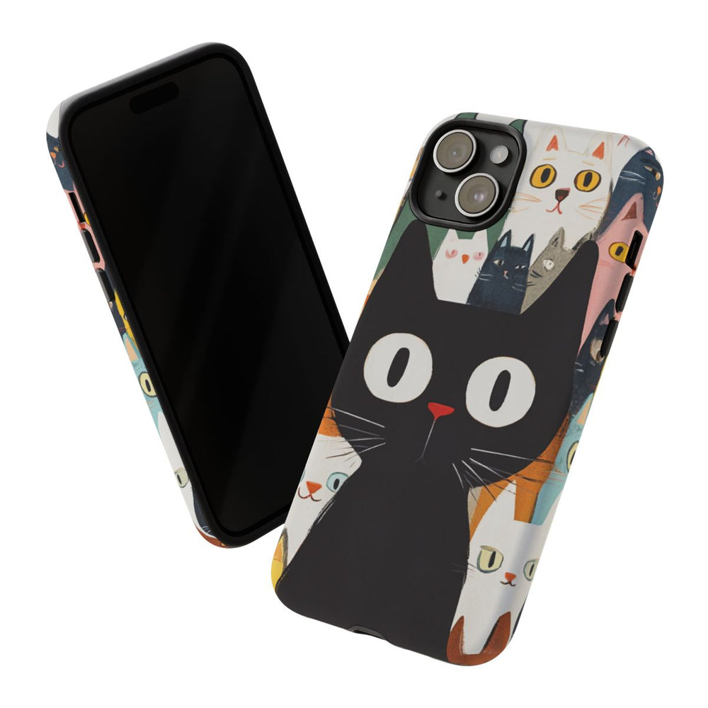 Vrolijke Cartoonkatten met Grote Zwarte Kat