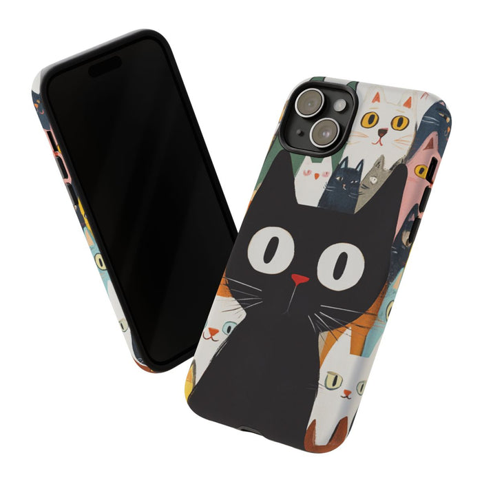 Vrolijke Cartoonkatten met Grote Zwarte Kat