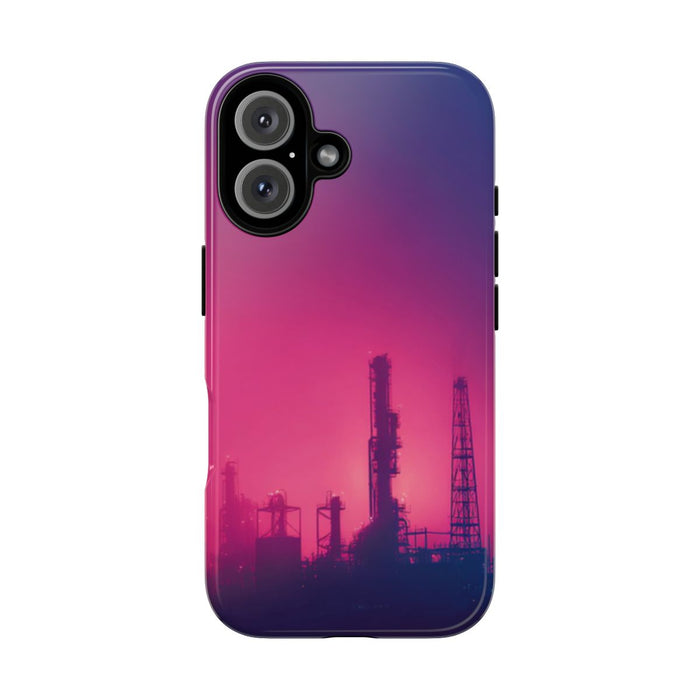 Industrieel Silhouet met Neon Gloed
