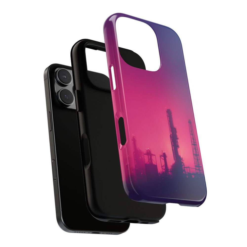 Industrieel Silhouet met Neon Gloed