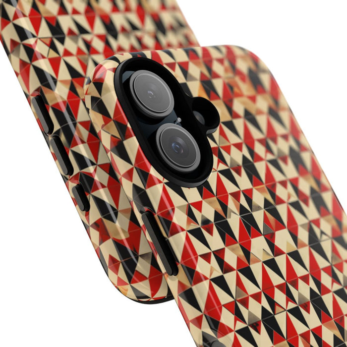 Geometrisch Abstract Patroon in Rood en Zwart