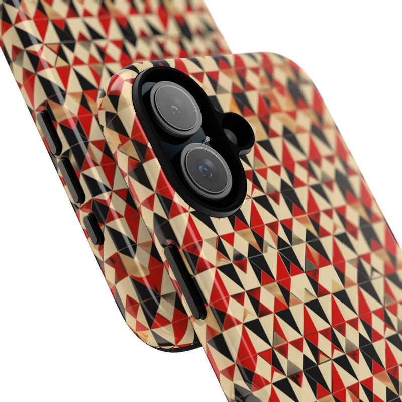Geometrisch Abstract Patroon in Rood en Zwart