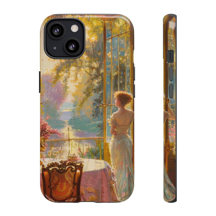 Elegante Vrouw in Zonovergoten Kamer met Bloemendecoratie