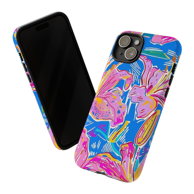 Felroze en Gele Bloemenprint