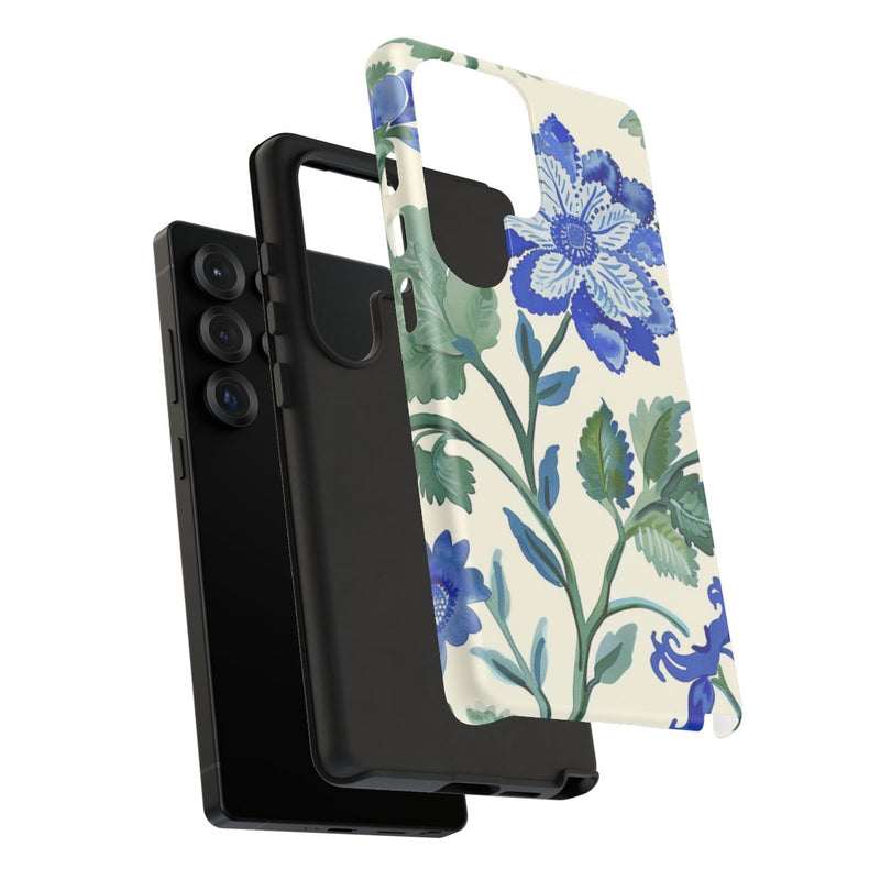 Blauw Waterverf Bloemenpatroon