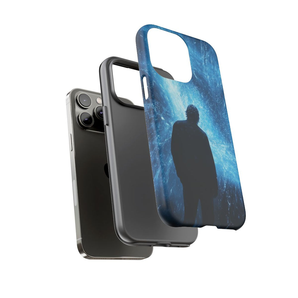 Silhouet met Blauwe Lichtflits