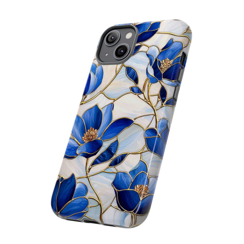 Blauw Gebloemd Glas-in-loodpatroon