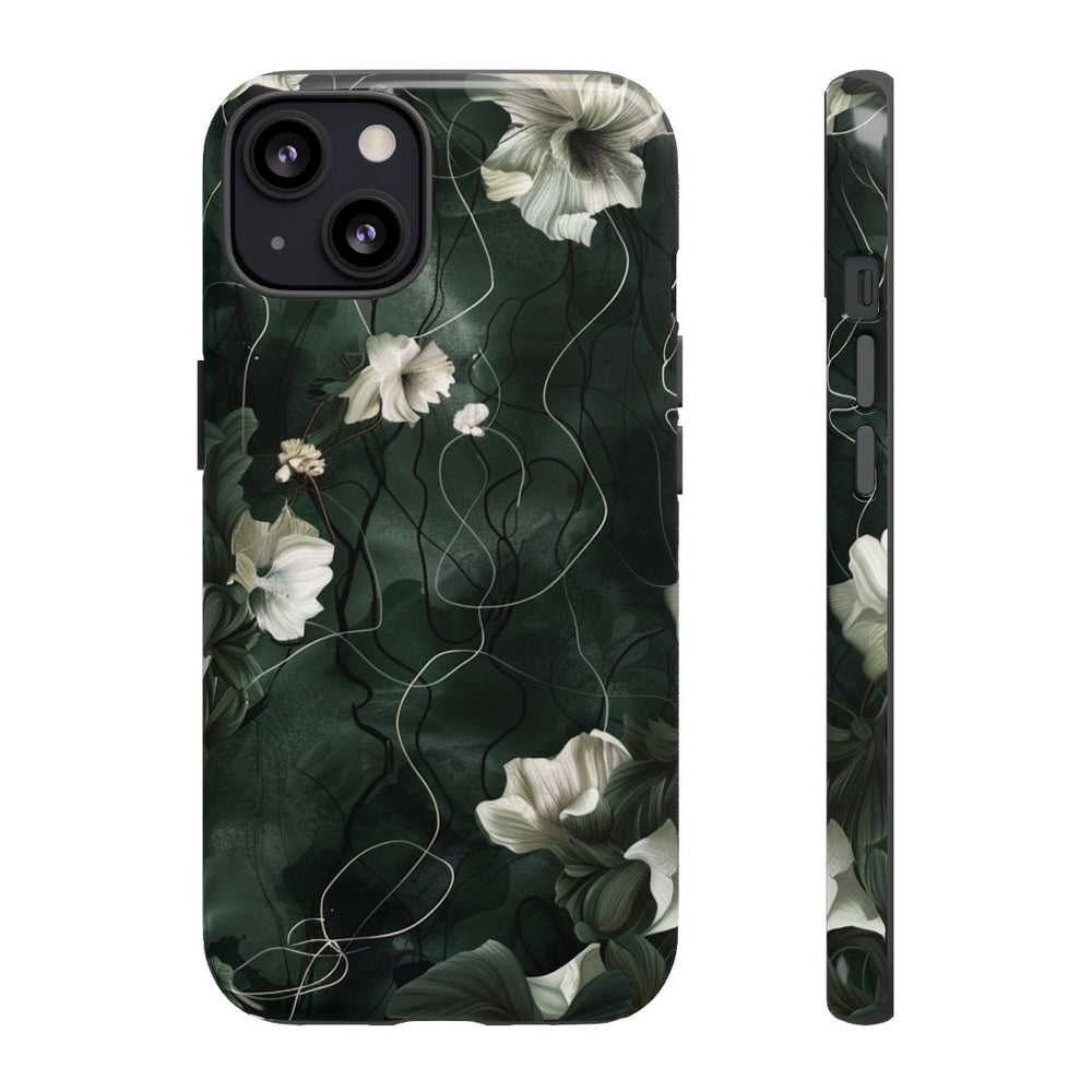 Donkergroene Bloemenranken met Glanzende Afwerking