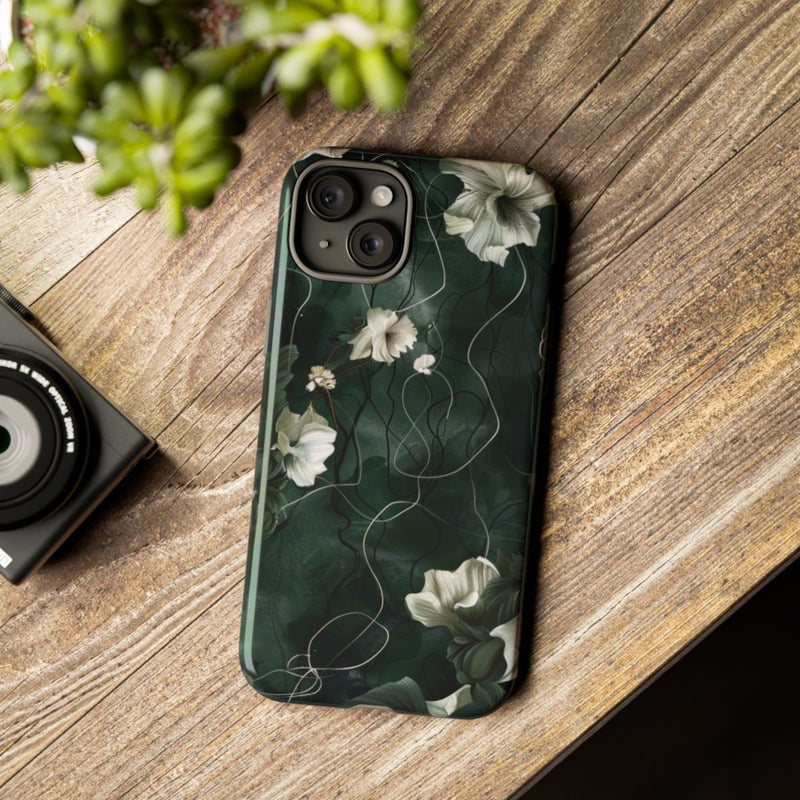 Donkergroene Bloemenranken met Glanzende Afwerking