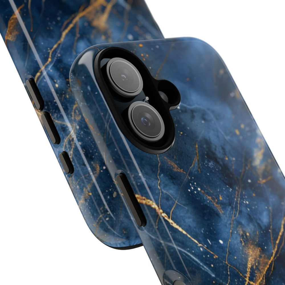 Blauw Marmerpatroon met Gouden Adering