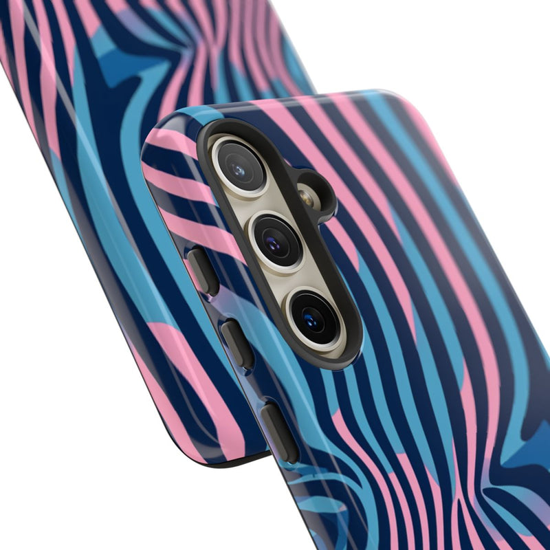 Golvend Blauw-Roze Optische Illusiepatroon