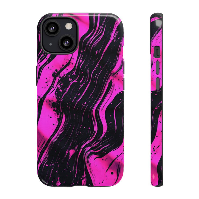 Neonroze en Zwart Abstract Patroon