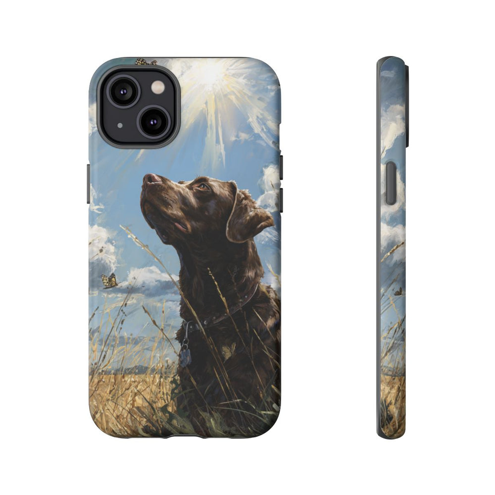 Chocoladekleurige Labrador met Vlinders in Veld